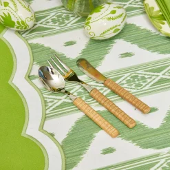 Clearance Mrs. Alice Light Brown Rattan Effect Childrens Cutlery (3 Piece)