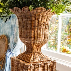 Best Mrs. Alice Liliana Scalloped Rattan Pedestal And Urn