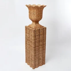 Clearance Mrs. Alice Liliana Scalloped Rattan Pedestal And Urn