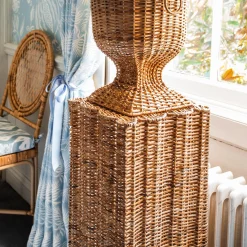 Clearance Mrs. Alice Liliana Scalloped Rattan Pedestal And Urn