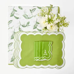 Hot Mrs. Alice Lily Of The Valley & Serena Green Applique Linen Set