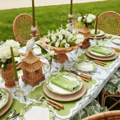Hot Mrs. Alice Lily Of The Valley & Serena Green Applique Linen Set