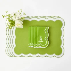 Hot Mrs. Alice Lily Of The Valley & Serena Green Applique Linen Set