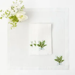 Discount Mrs. Alice Lily Of The Valley White Linen Napkins (Set Of 4)