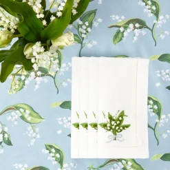 Discount Mrs. Alice Lily Of The Valley White Linen Napkins (Set Of 4)
