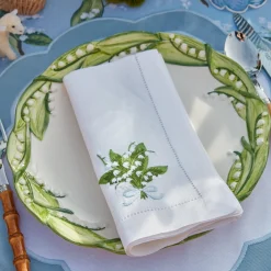 Discount Mrs. Alice Lily Of The Valley White Linen Napkins (Set Of 4)