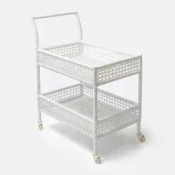 Discount Mrs. Alice Lorenzo White Rattan Bar Cart