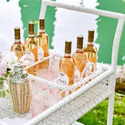 Discount Mrs. Alice Lorenzo White Rattan Bar Cart