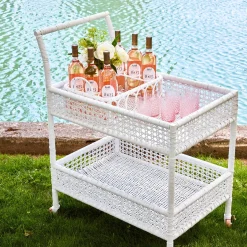 Discount Mrs. Alice Lorenzo White Rattan Bar Cart