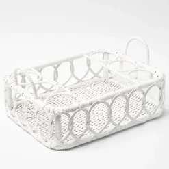 Hot Mrs. Alice Lorenzo White Rattan Drinks Tray