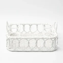Hot Mrs. Alice Lorenzo White Rattan Drinks Tray