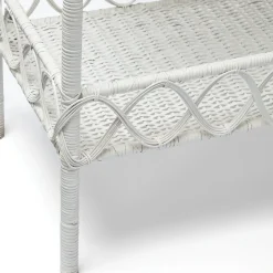 Mrs. Alice Madeleine White Rattan Scalloped Console Table