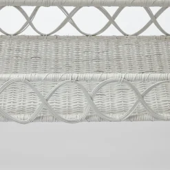 Mrs. Alice Madeleine White Rattan Scalloped Console Table
