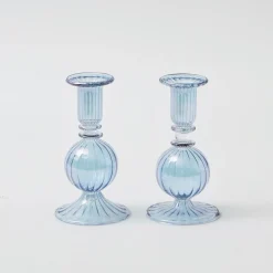 Best Mrs. Alice Madeline Azure Candle Holders (Pair)
