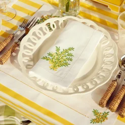 Clearance Mrs. Alice Mimosa White Linen Placemats & Napkins (Set Of 4)