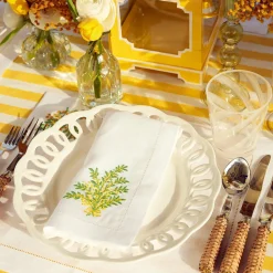 Clearance Mrs. Alice Mimosa White Linen Placemats & Napkins (Set Of 4)