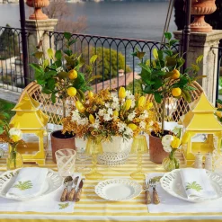 Clearance Mrs. Alice Mimosa White Linen Placemats & Napkins (Set Of 4)