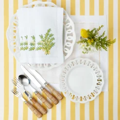 Clearance Mrs. Alice Mimosa White Linen Placemats & Napkins (Set Of 4)