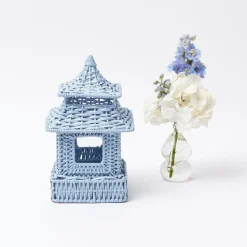 Discount Mrs. Alice Mini Blue Rattan Pagoda Lanterns (Pair)