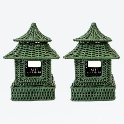 Discount Mrs. Alice Mini Green Rattan Pagoda Lantern (Pair)