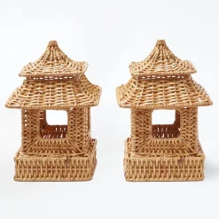 Best Mrs. Alice Mini Natural Rattan Pagoda Lanterns (Pair)