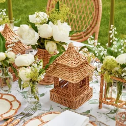 Best Mrs. Alice Mini Natural Rattan Pagoda Lanterns (Pair)