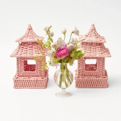 Online Mrs. Alice Mini Pink Rattan Pagoda Lanterns (Pair)