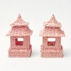 Clearance Mrs. Alice Mini Pink Rattan Pagoda Lanterns (Pair)