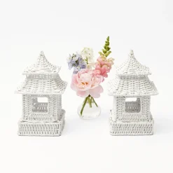 Outlet Mrs. Alice Mini White Rattan Pagoda Lanterns (Pair)