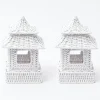 Hot Mrs. Alice Mini White Rattan Pagoda Lanterns (Pair)