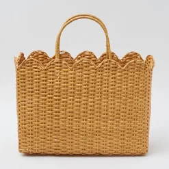 Hot Mrs. Alice Rattan Tote Bag (White Bow)