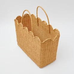 Best Mrs. Alice Rattan Tote Bag (Blue Bow)