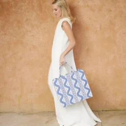 Hot Mrs. Alice Tote Bag (Blue Ikat)