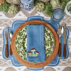 Hot Mrs. Alice Mushroom Blue Linen Napkins (Set Of 4)