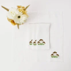 Outlet Mrs. Alice Mushroom White Linen Napkins (Set Of 4)