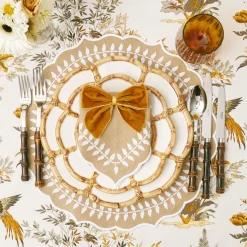 New Mrs. Alice Mustard Velvet Napkin Bows (Set Of 4)