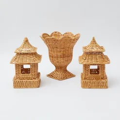 Online Mrs. Alice Natural Rattan Pagoda & Urn Vase Set