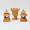 Outlet Mrs. Alice Natural Rattan Pagoda & Urn Vase Set