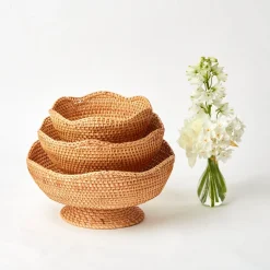 Outlet Mrs. Alice Natural Rattan Scalloped Bowl (Small)