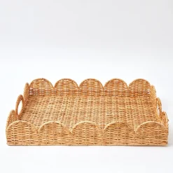 Sale Mrs. Alice Natural Scalloped Rattan Tray