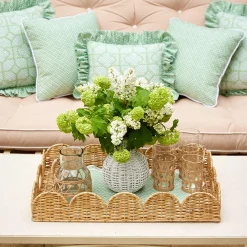 Sale Mrs. Alice Natural Scalloped Rattan Tray