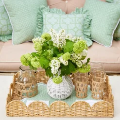 Sale Mrs. Alice Natural Scalloped Rattan Tray