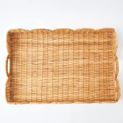 Sale Mrs. Alice Natural Scalloped Rattan Tray
