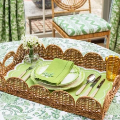 Sale Mrs. Alice Natural Scalloped Rattan Tray