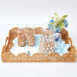 Sale Mrs. Alice Natural Scalloped Rattan Tray