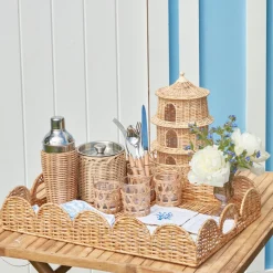 Sale Mrs. Alice Natural Scalloped Rattan Tray