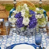 Mrs. Alice Navy Blue Floral Tole Scalloped Planter