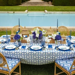 Mrs. Alice Navy Blue Floral Tole Scalloped Planter
