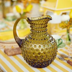 Clearance Mrs. Alice Olive Green Hobnail Jug & Glasses (Set Of 6)