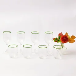 Clearance Mrs. Alice Olive Rim Swirl Glassware Set